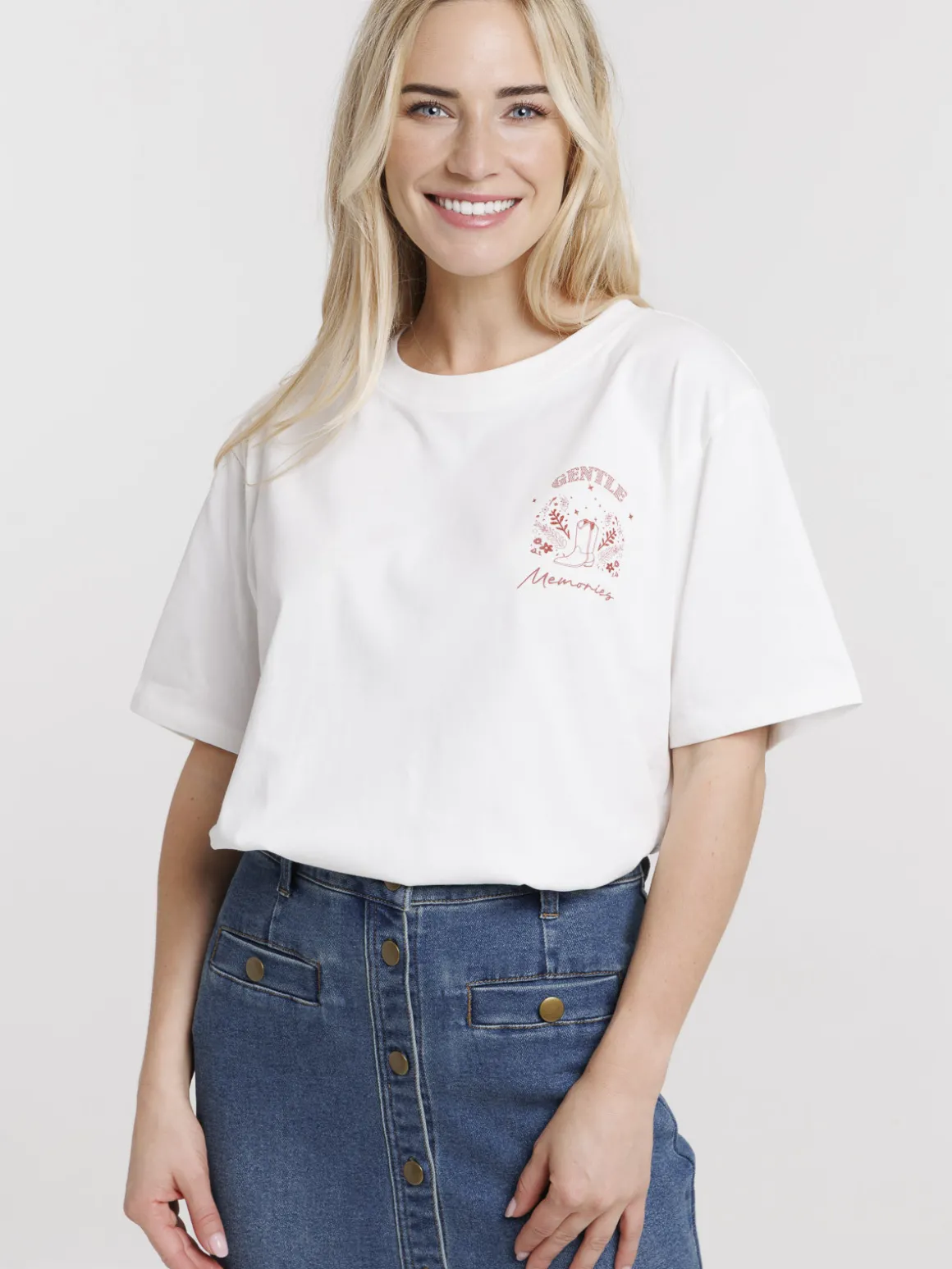 Tee-shirt imprimé dos écru femme