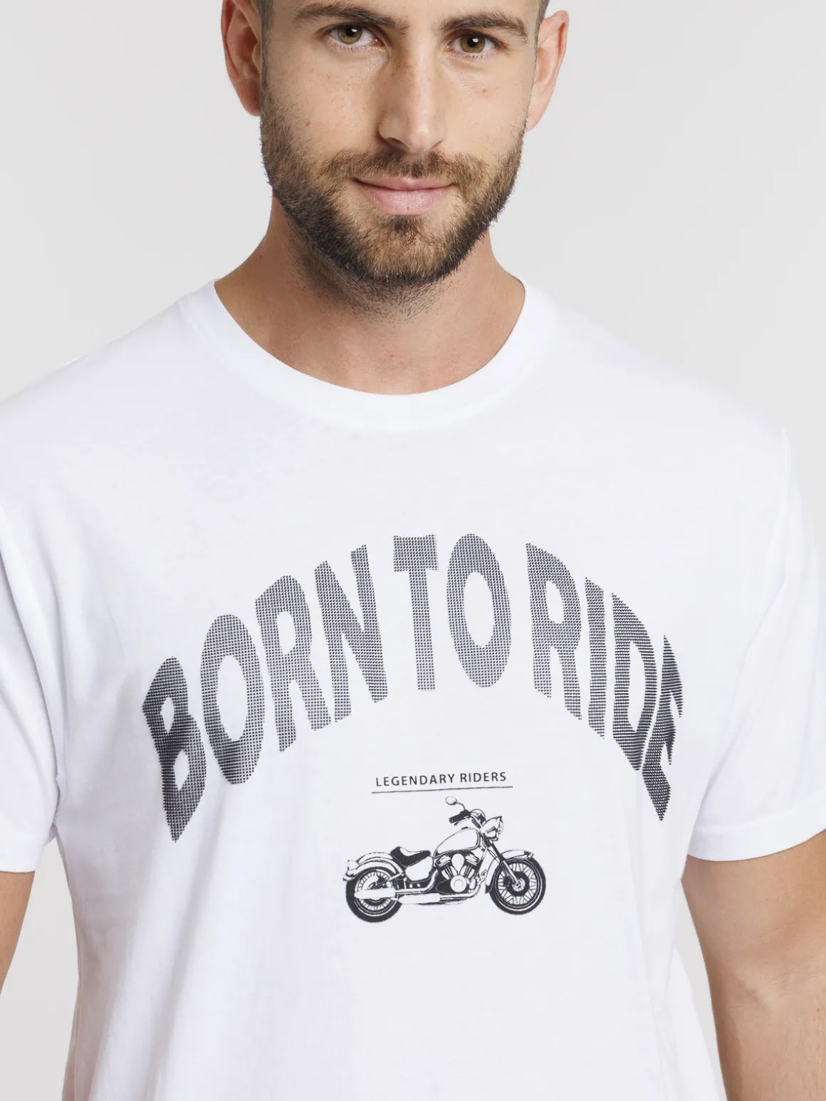 Tee-shirt imprimé moto blanc homme