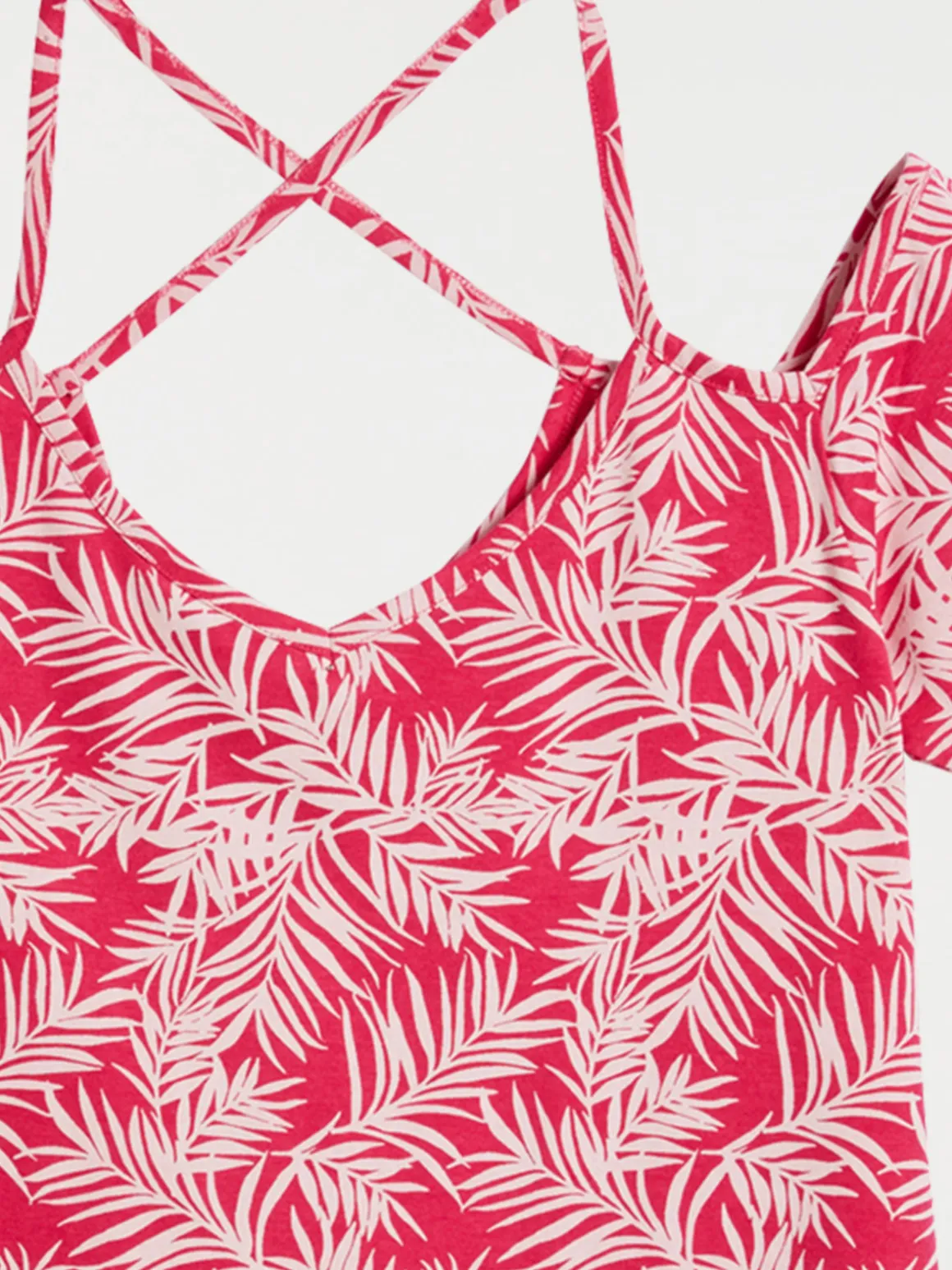 Tee-shirt imprimé végétal fushia femme