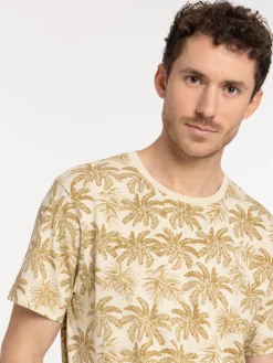 Tee-shirt motif feuille tropicale homme