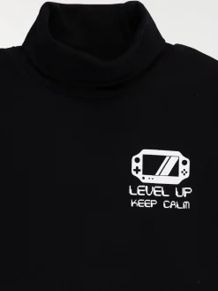 Tee-shirt noir col roulé garçon (3-12A)