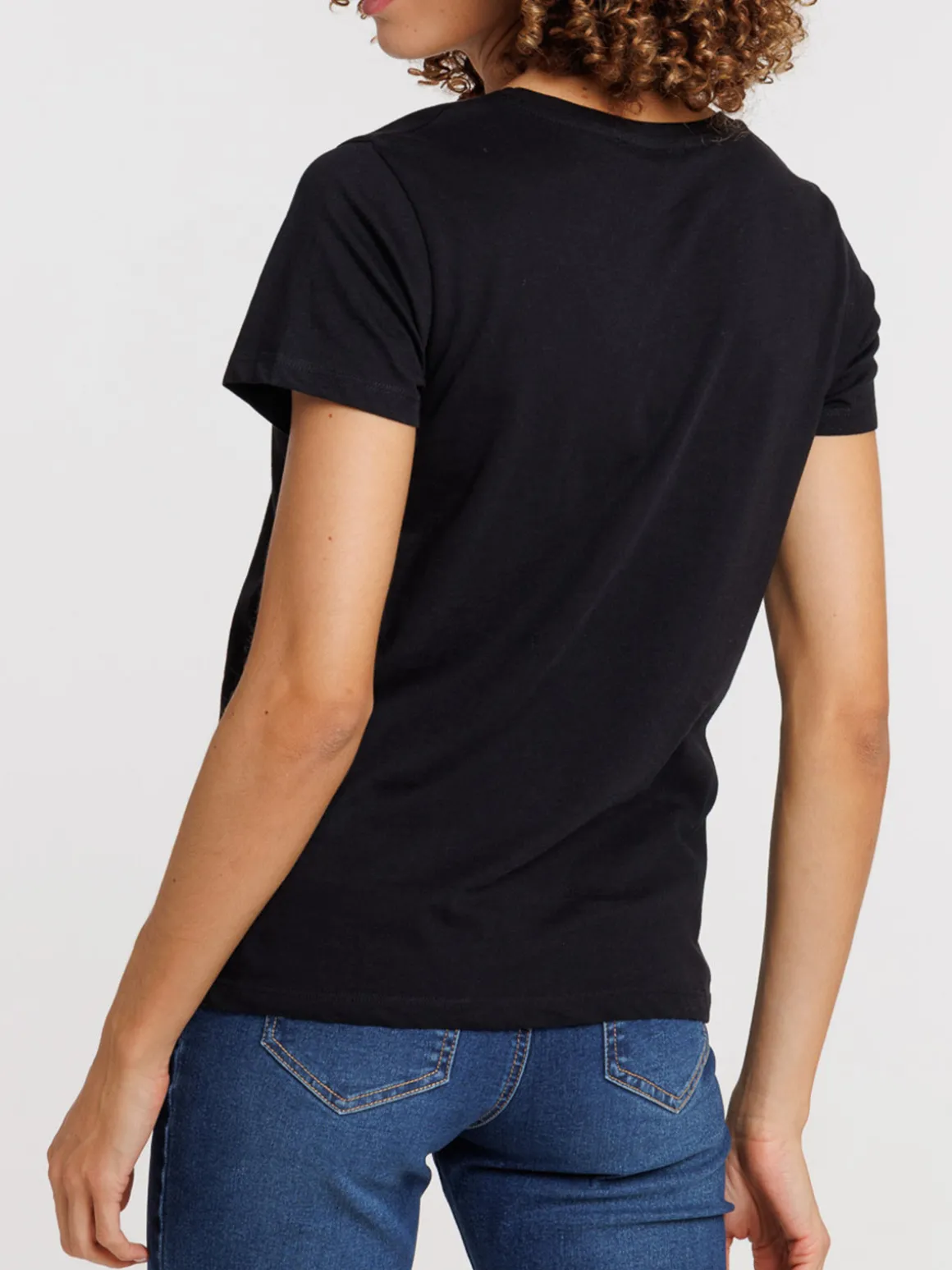 Tee-shirt noir col V femme
