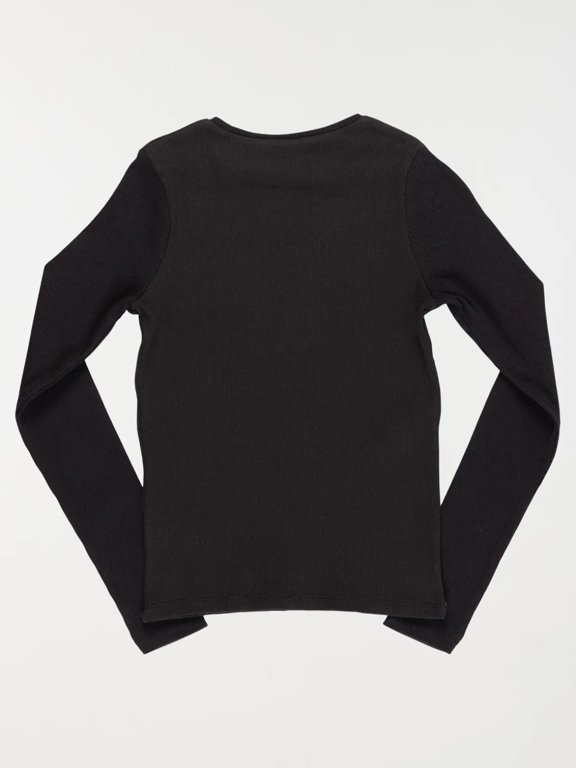 Tee-shirt noir côtelé fille (XXS-M)