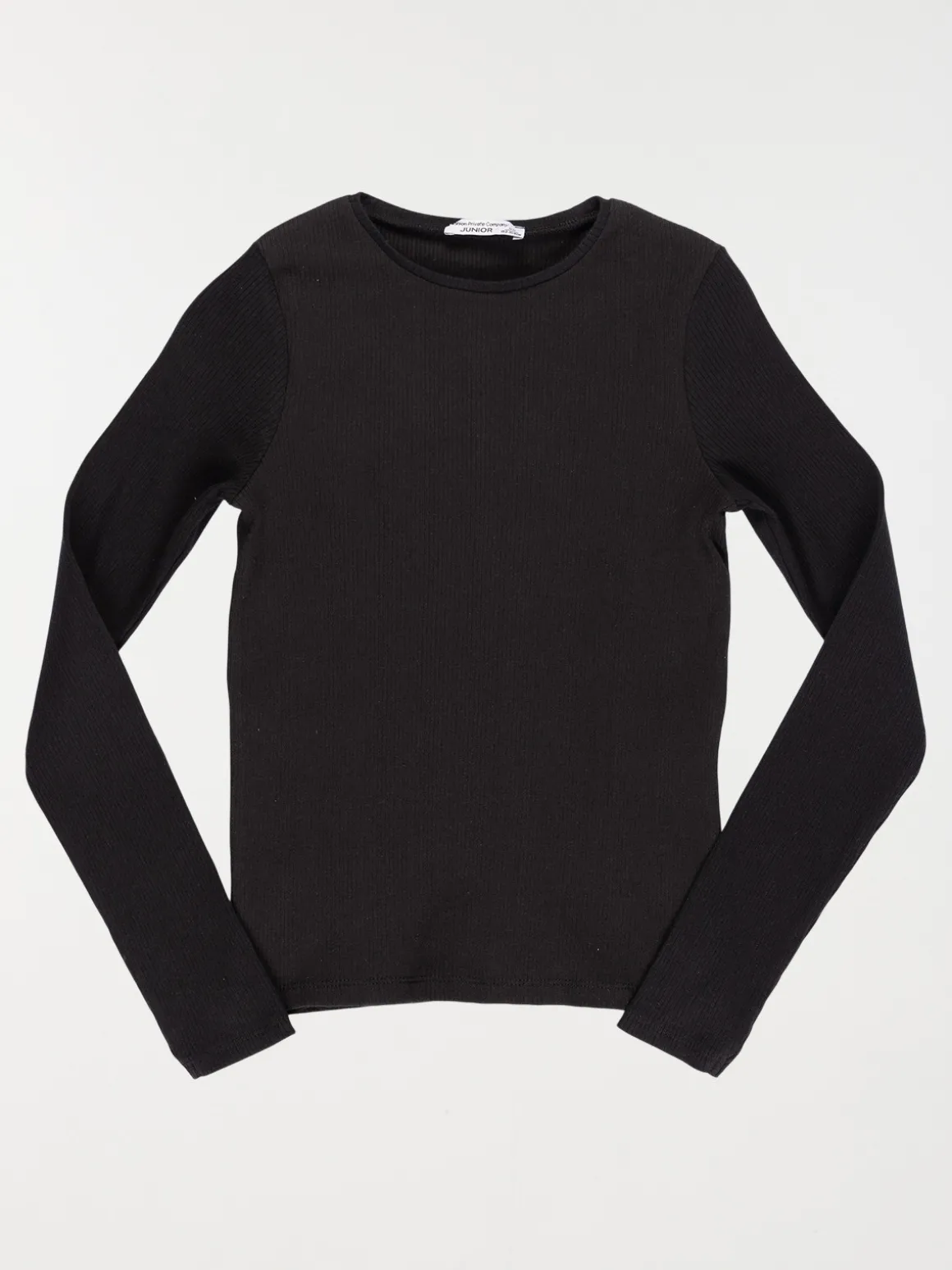 Tee-shirt noir côtelé fille (XXS-M)
