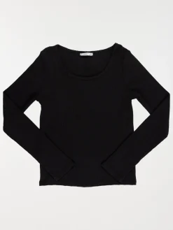 Tee-shirt noir côtelé fille (XXS-M)