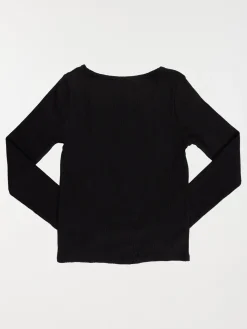Tee-shirt noir côtelé fille (XXS-M)