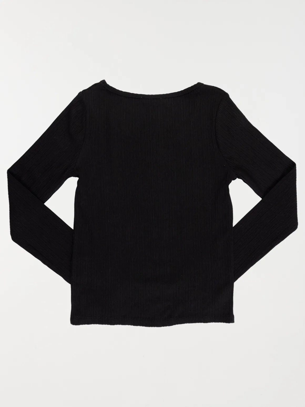 Tee-shirt noir côtelé fille (XXS-M)