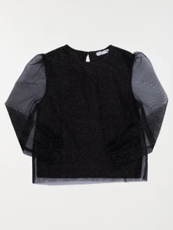 Tee-shirt noir pois dorés fille (3-12A)