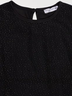 Tee-shirt noir pois dorés fille (3-12A)