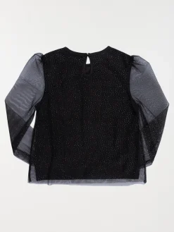 Tee-shirt noir pois dorés fille (3-12A)