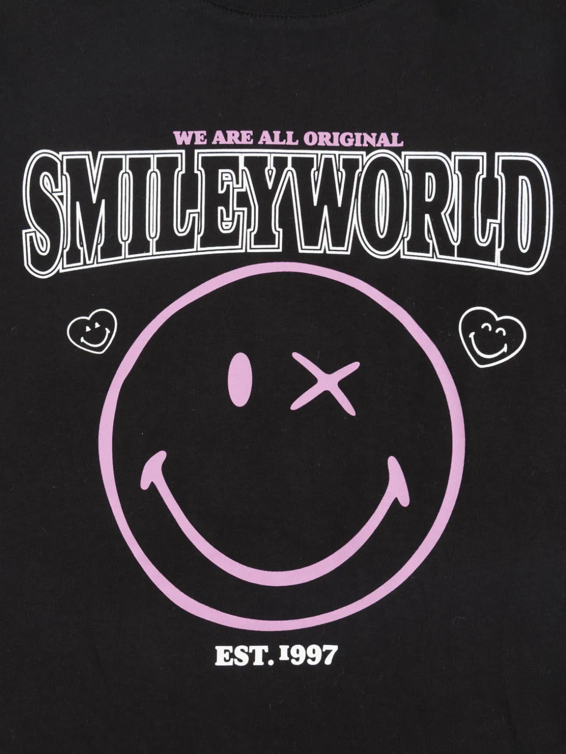 Tee-shirt Smiley fille noir (XXS-M)