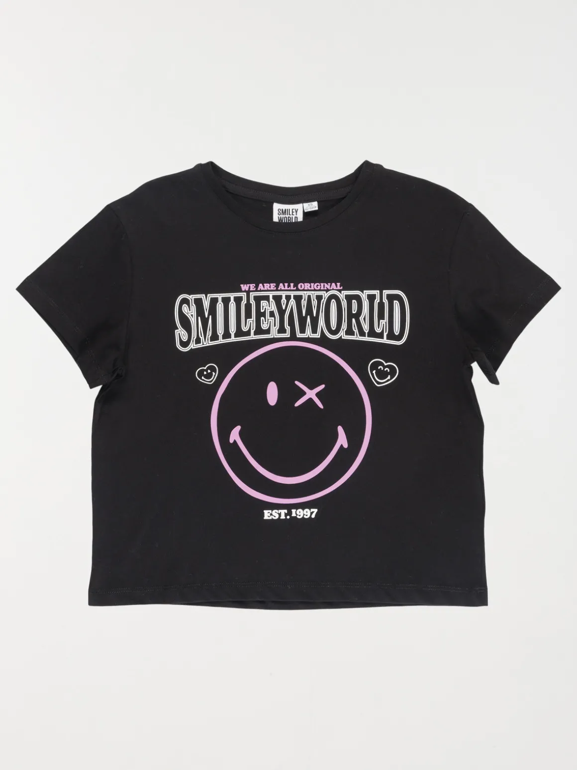 Tee-shirt Smiley fille noir (XXS-M)