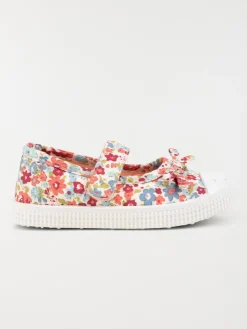 Tennis fleurie toile noeud fille (20-23)