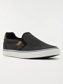 Tennis toile slip-on noire homme (40-45)