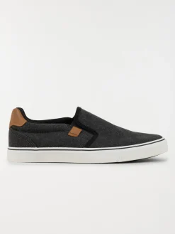 Tennis toile slip-on noire homme (40-45)