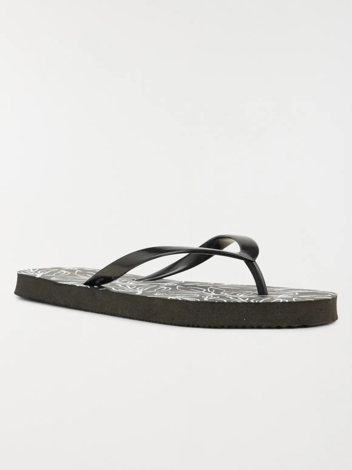 Tong imprimée noire femme (36-41)