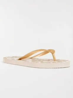 Tong motif fleur doré femme (36-41)