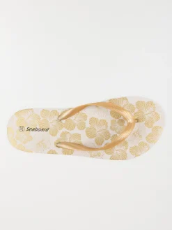 Tong motif fleur doré femme (36-41)