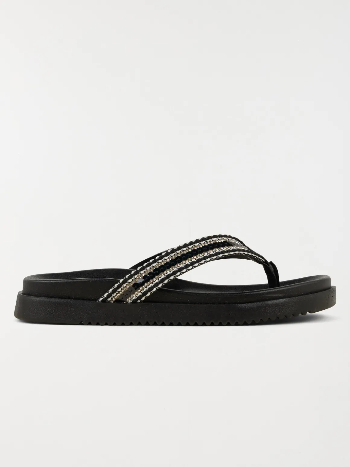 Tong strass coloris noir femme (36-41)