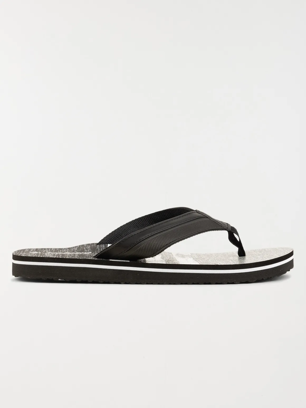 Tongs noires imprimées homme (41-46)