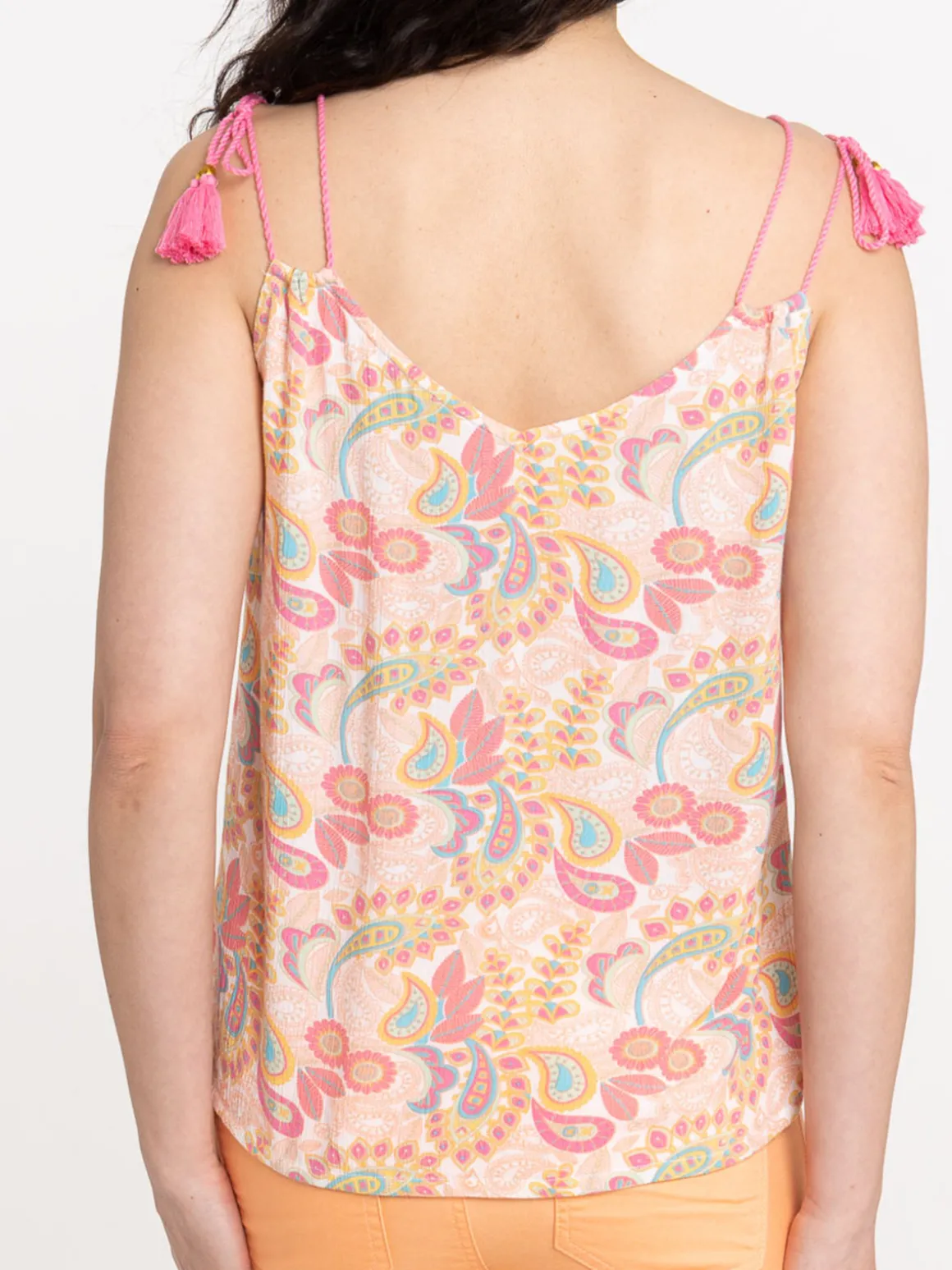 Top bretelle col V imprimé femme