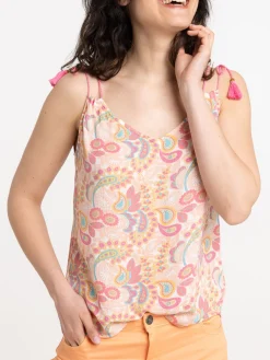 Top bretelle col V imprimé femme