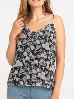Top bretelle voile imprimé femme