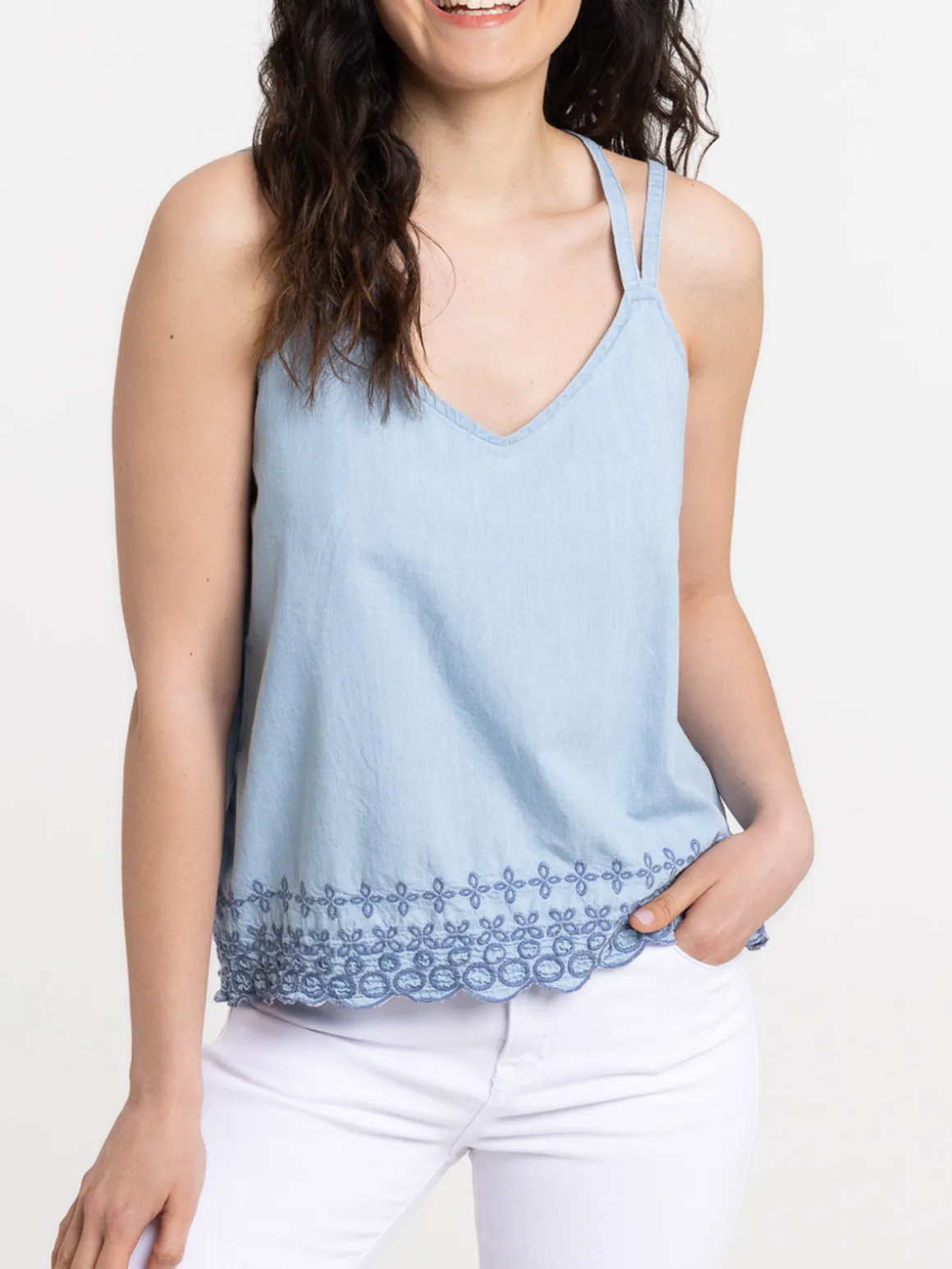 Top bretelles croisées dos stone femme