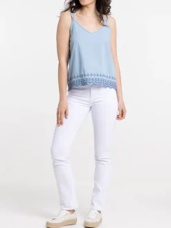 Top bretelles croisées dos stone femme