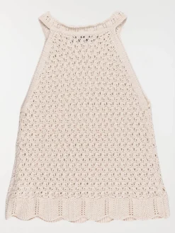 Top crochet crème grisée fille (XXS-M)