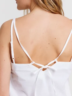 Top écru bretelles croisées femme