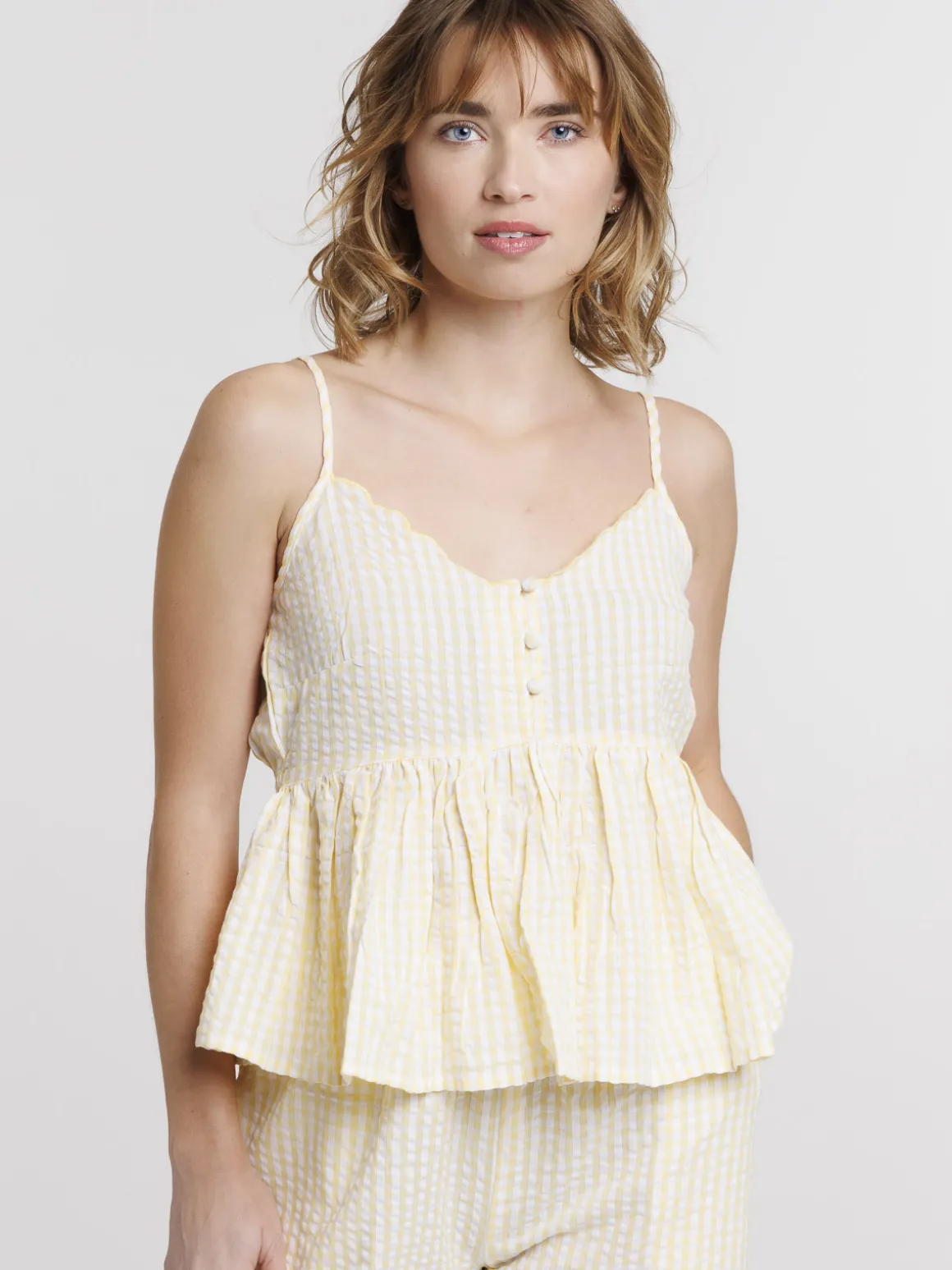 Top de nuit à bretelles vichy femme