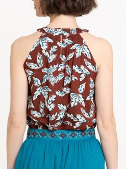 Top fleuri à bretelles femme