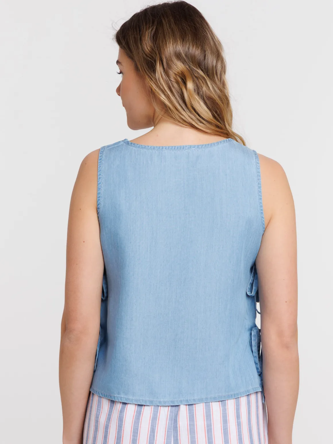 Top noué côté bleu pâle femme