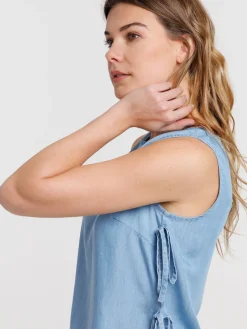 Top noué côté bleu pâle femme