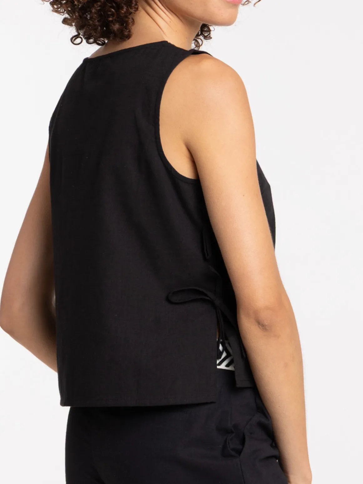 Top noué côté noir femme