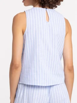 Top rayé coton et lin femme