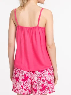 Top uni flamant rose femme