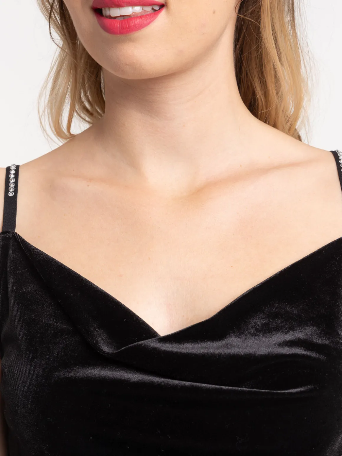 Top velours noir femme