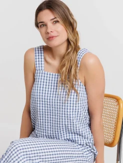 Top vichy à bretelles femme