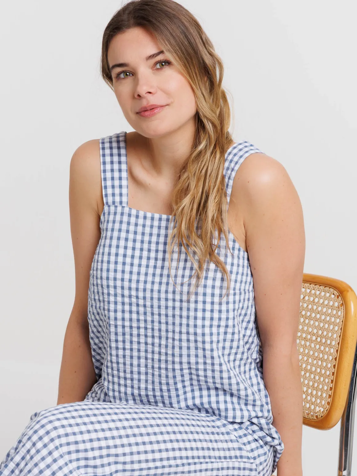 Top vichy à bretelles femme