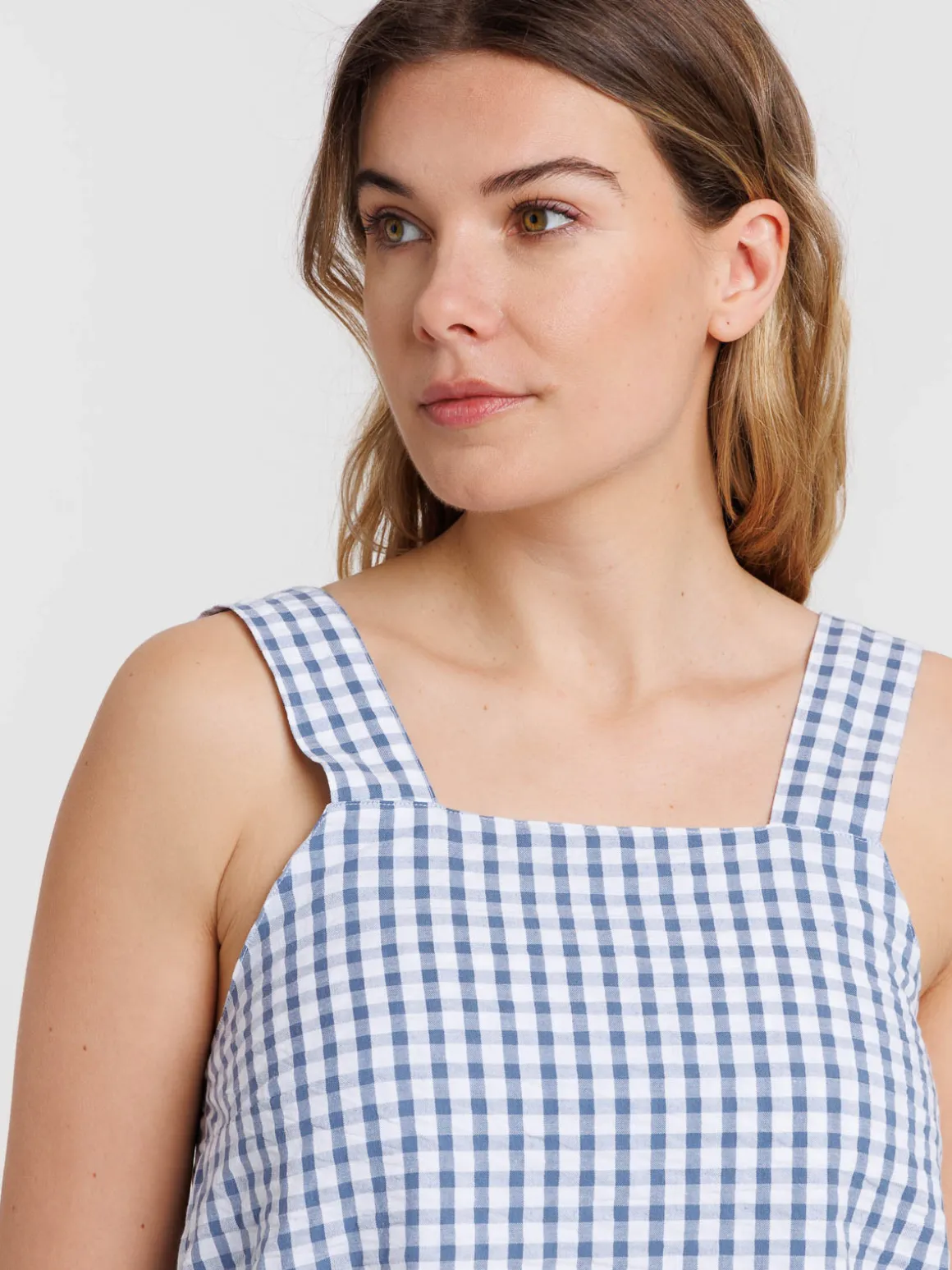 Top vichy à bretelles femme