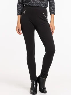 Tregging noir détails zippés femme