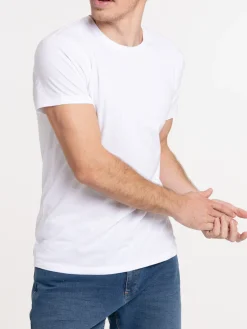 T-shirt basique col rond blanc homme