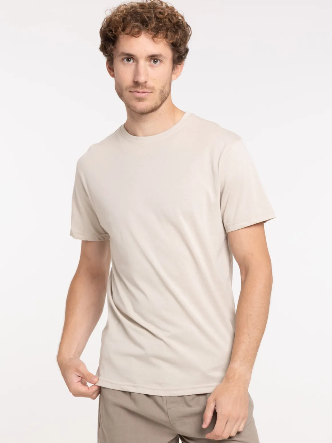 T-shirt basique col rond blond homme