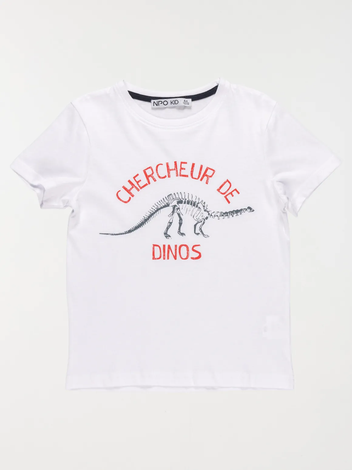 T-shirt blanc dinosaure garçon (3-8A)