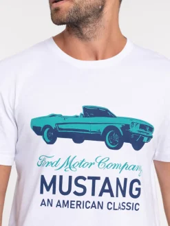 T-shirt blanc Ford Mustang homme