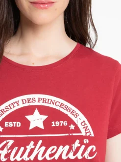 T-shirt bordeaux imprimé femme