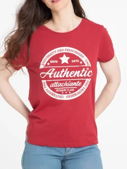T-shirt bordeaux imprimé femme