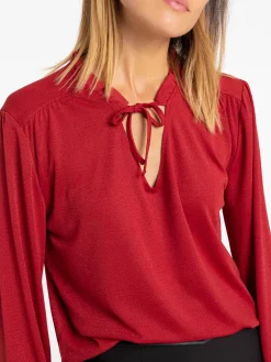 T-shirt bordeaux manches longues femme